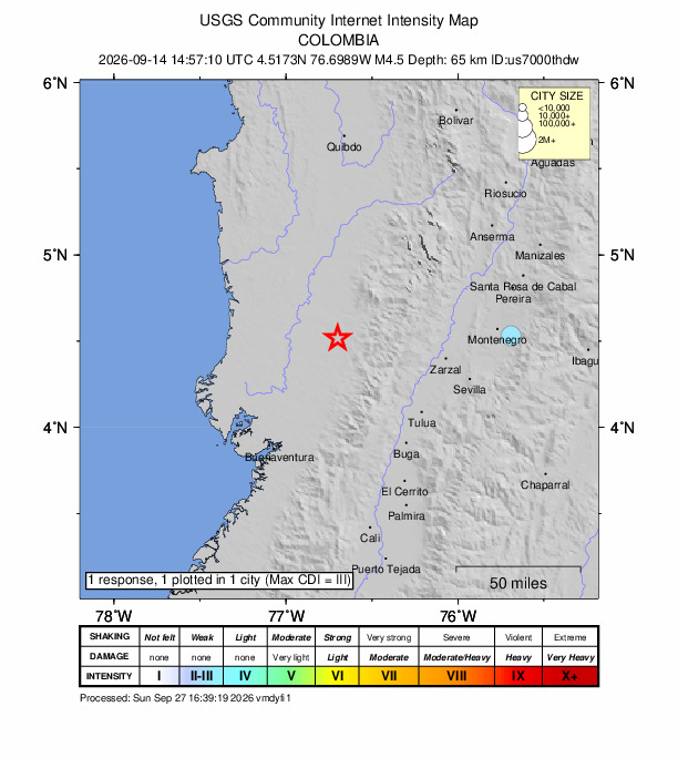Did You Feel It? map: shaking reported by the public