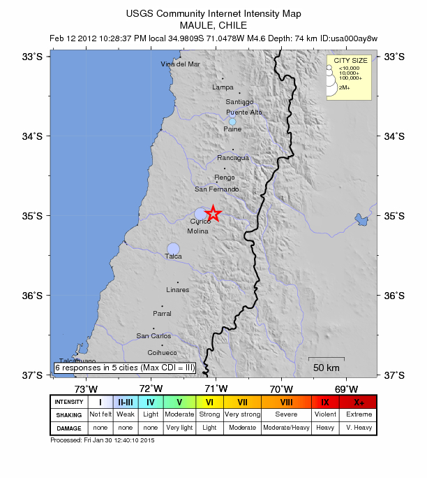 Did You Feel It? map: shaking reported by the public