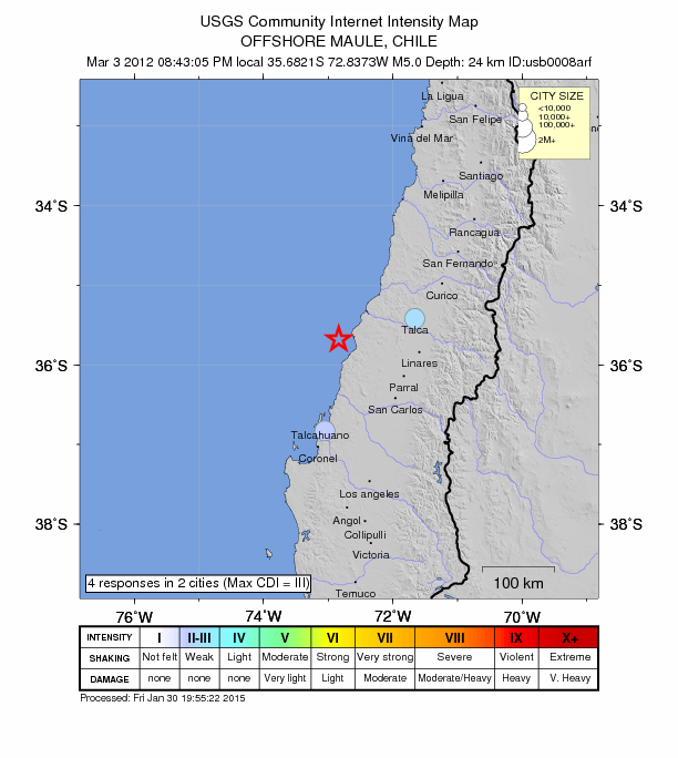 Did You Feel It? map: shaking reported by the public