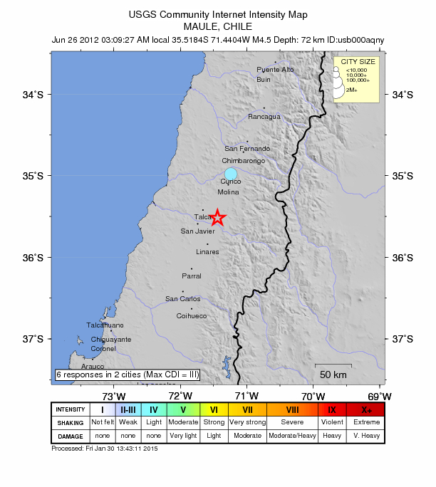 Did You Feel It? map: shaking reported by the public