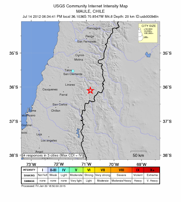 Did You Feel It? map: shaking reported by the public