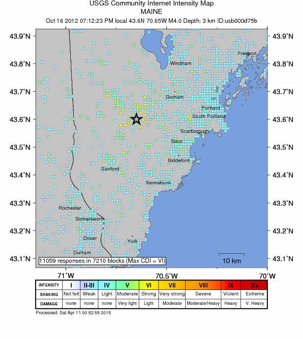 DYFI Intensity Map