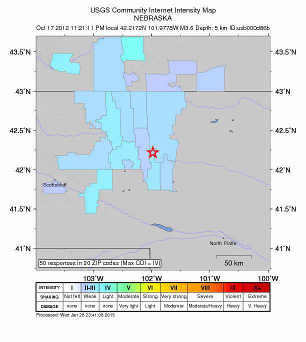 Did You Feel It? map: shaking reported by the public