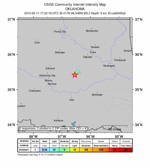 Did You Feel It? map: shaking reported by the public