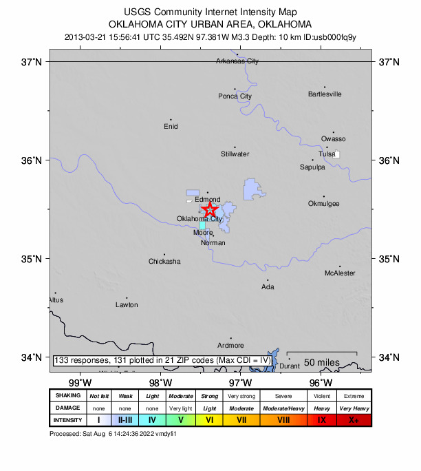 Did You Feel It? map: shaking reported by the public