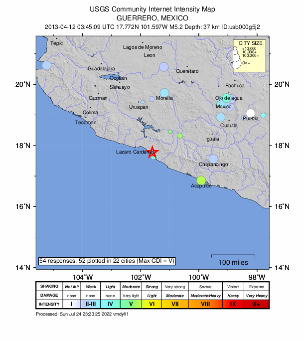 Did You Feel It? map: shaking reported by the public