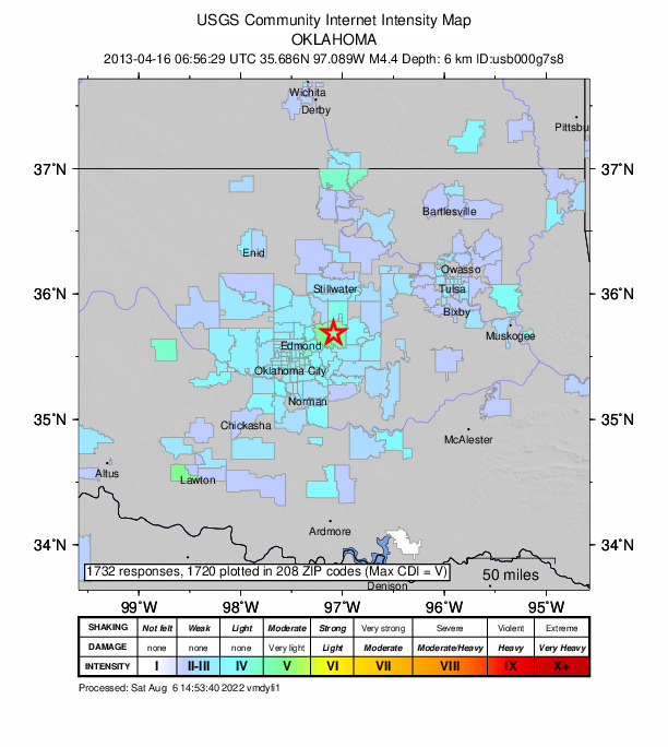 Did You Feel It? map: shaking reported by the public