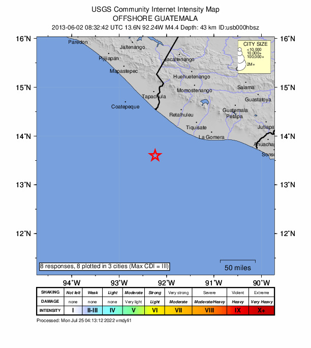 Did You Feel It? map: shaking reported by the public