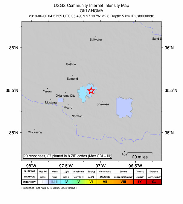 Did You Feel It? map: shaking reported by the public