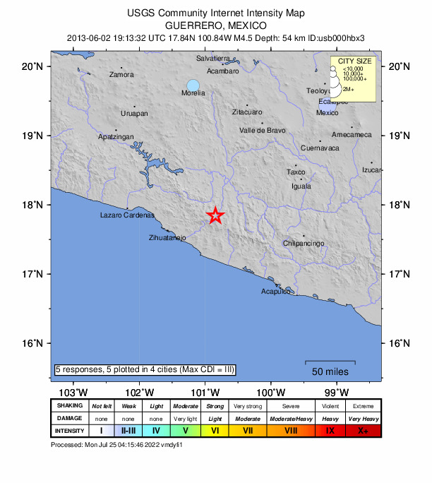 Did You Feel It? map: shaking reported by the public