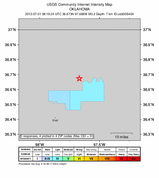 Did You Feel It? map: shaking reported by the public