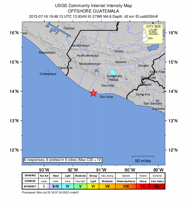 Did You Feel It? map: shaking reported by the public
