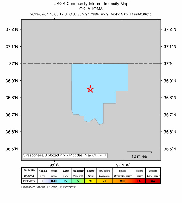 Did You Feel It? map: shaking reported by the public