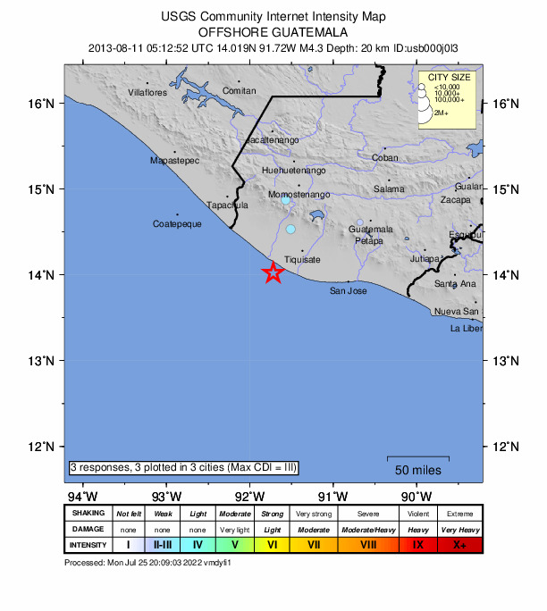 Did You Feel It? map: shaking reported by the public