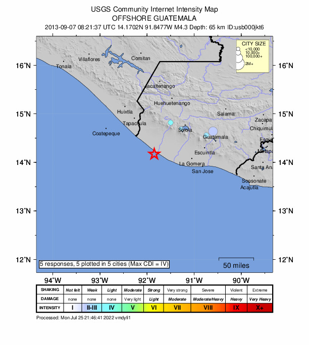 Did You Feel It? map: shaking reported by the public