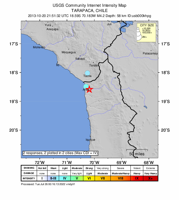 Did You Feel It? map: shaking reported by the public