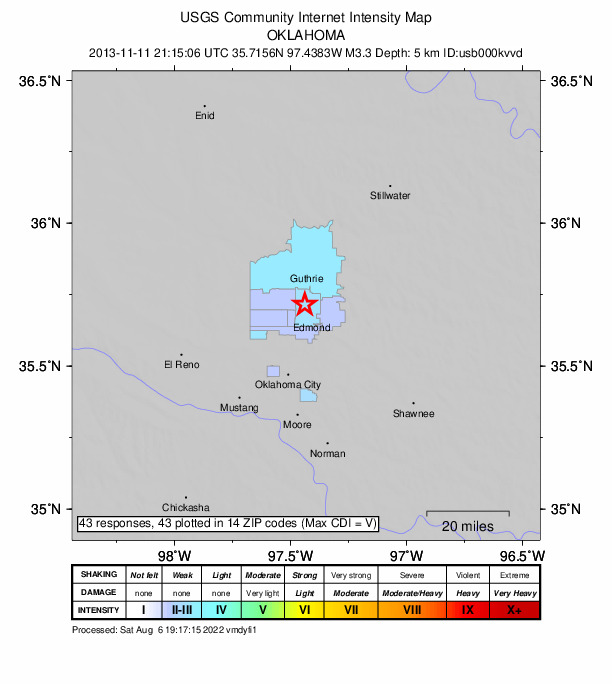 Did You Feel It? map: shaking reported by the public