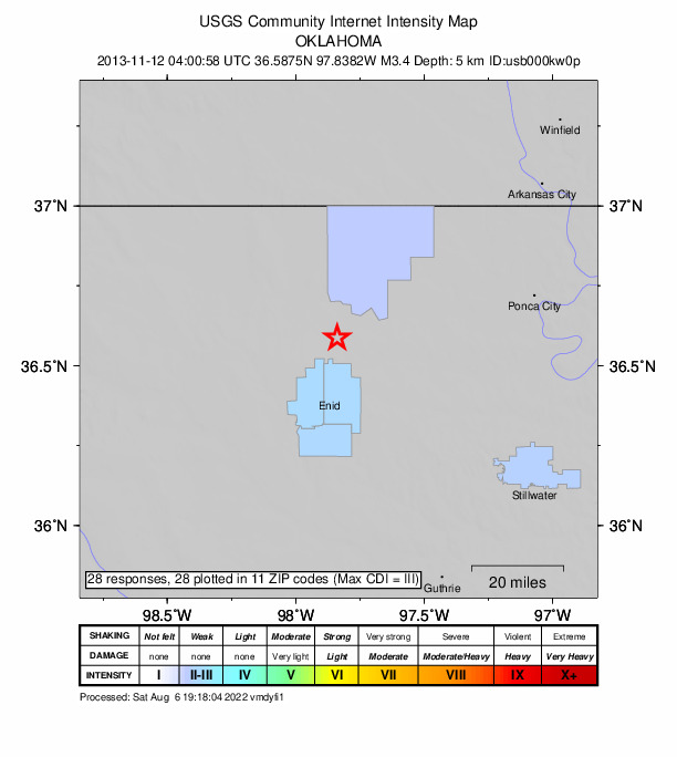 Did You Feel It? map: shaking reported by the public