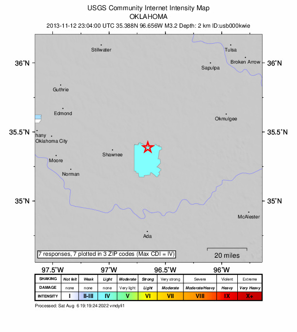 Did You Feel It? map: shaking reported by the public