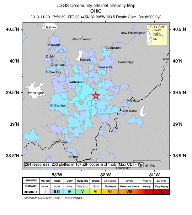 Did You Feel It? map: shaking reported by the public