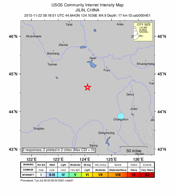 Did You Feel It? map: shaking reported by the public