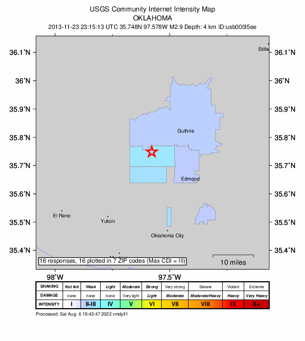 Did You Feel It? map: shaking reported by the public