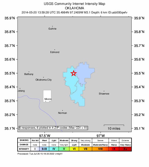 Did You Feel It? map: shaking reported by the public