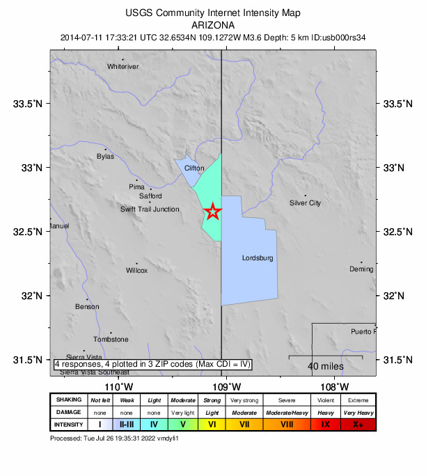 Did You Feel It? map: shaking reported by the public