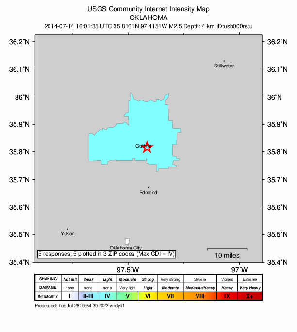 Did You Feel It? map: shaking reported by the public