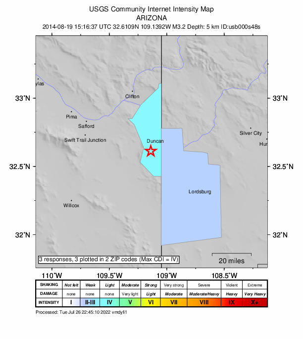Did You Feel It? map: shaking reported by the public