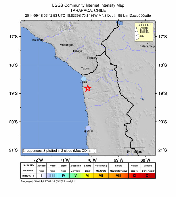 Did You Feel It? map: shaking reported by the public