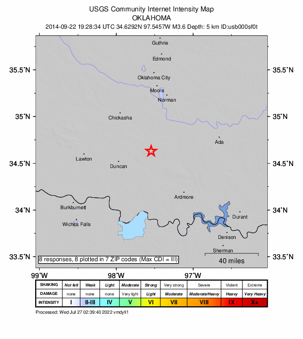 Did You Feel It? map: shaking reported by the public