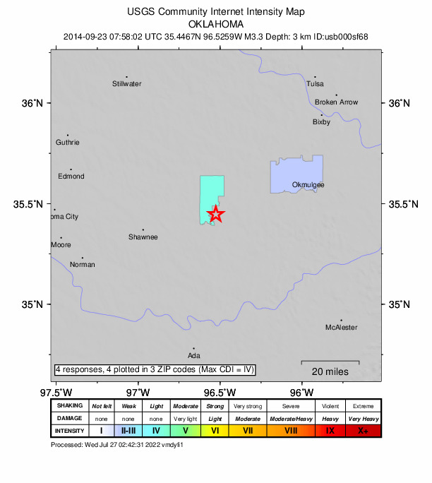 Did You Feel It? map: shaking reported by the public