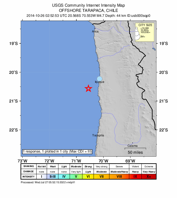 Did You Feel It? map: shaking reported by the public