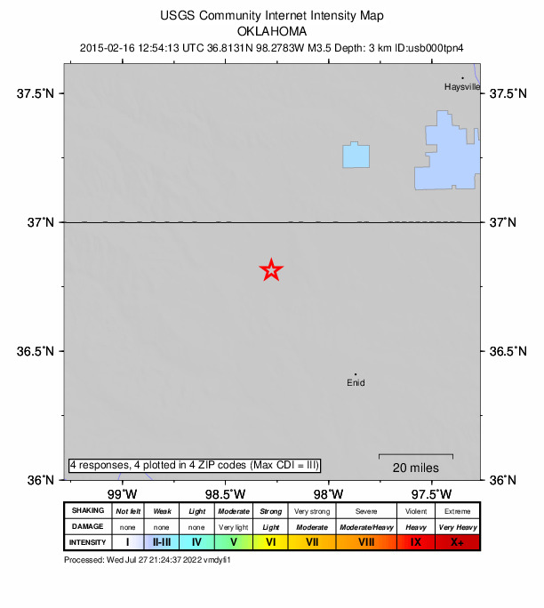 Did You Feel It? map: shaking reported by the public