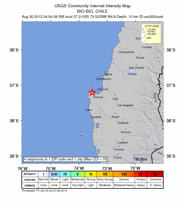 Did You Feel It? map: shaking reported by the public