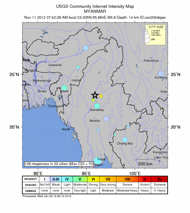 Did You Feel It? map: shaking reported by the public