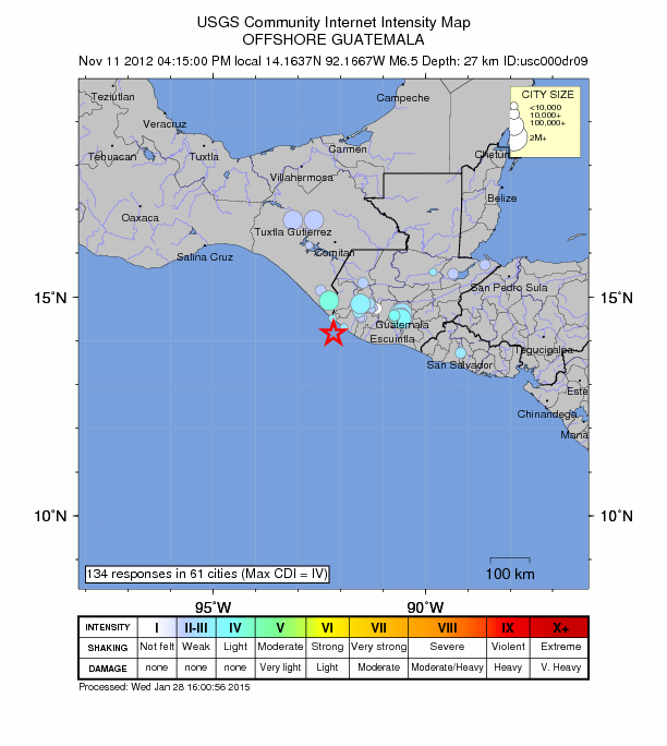 Did You Feel It? map: shaking reported by the public