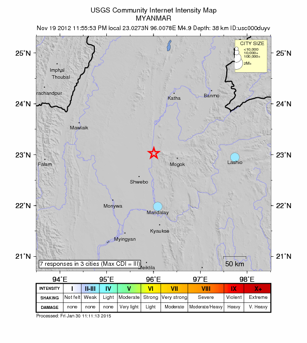 Did You Feel It? map: shaking reported by the public