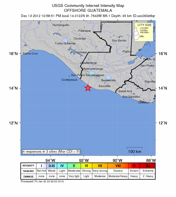 Did You Feel It? map: shaking reported by the public