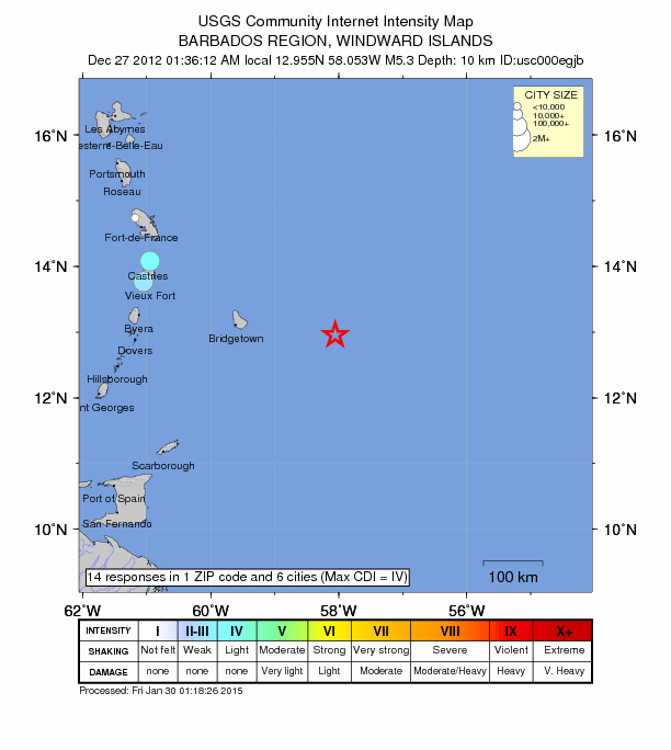 Did You Feel It? map: shaking reported by the public