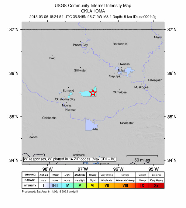 Did You Feel It? map: shaking reported by the public