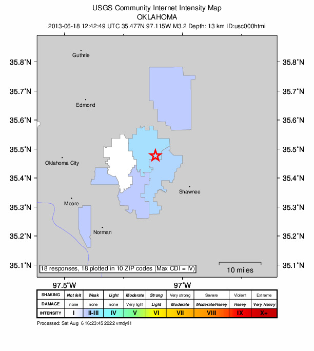 Did You Feel It? map: shaking reported by the public