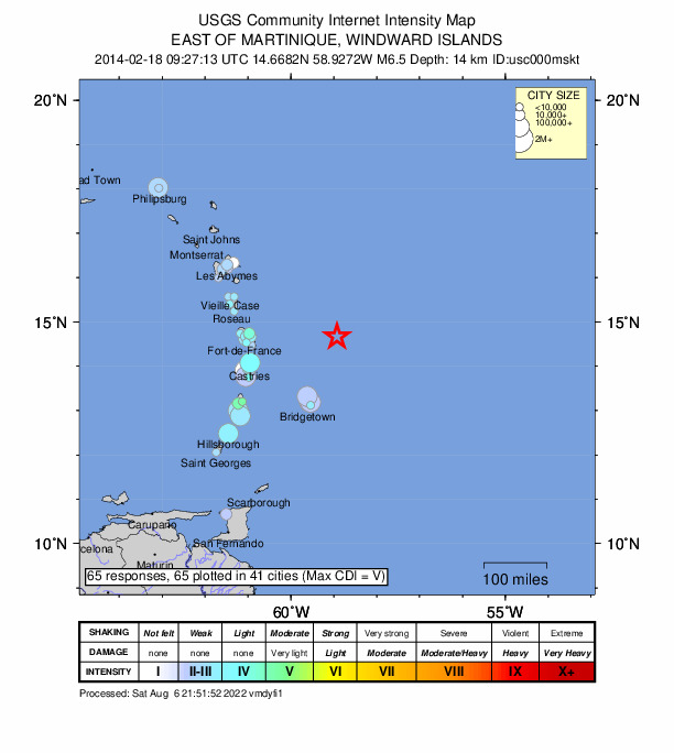Did You Feel It? map: shaking reported by the public