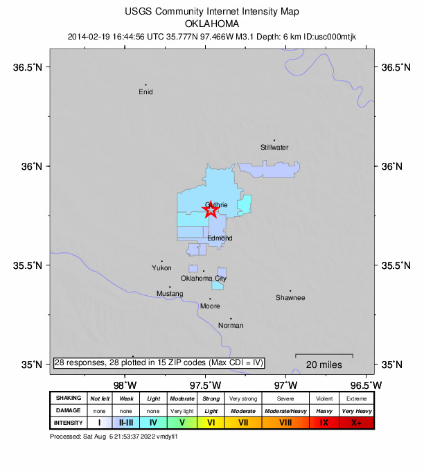 Did You Feel It? map: shaking reported by the public