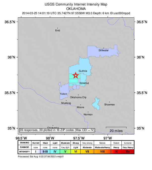 Did You Feel It? map: shaking reported by the public