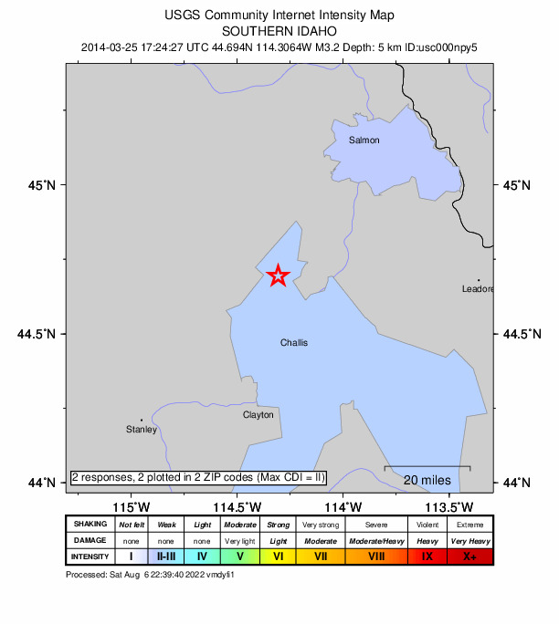 Did You Feel It? map: shaking reported by the public