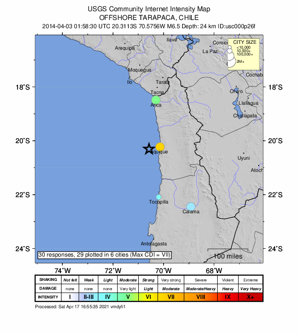 Did You Feel It? map: shaking reported by the public