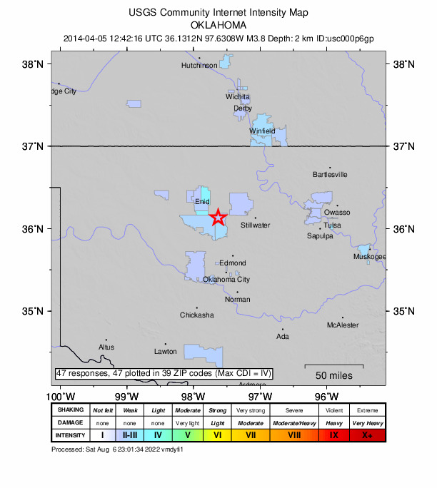 Did You Feel It? map: shaking reported by the public
