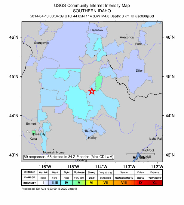 Did You Feel It? map: shaking reported by the public